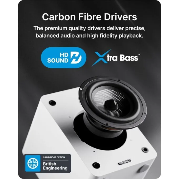 Majority Speakers Active D50X 60W 2.0 BT/USB/Optical/HDMI ARC White (pair) — image 3