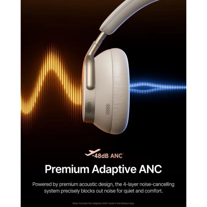 Baseus Headphones Over Ear, ANC, Dolby Audio, Hi-Res Audio, 100H Playtime, Inspire XH1 By BOSE  White — image 2