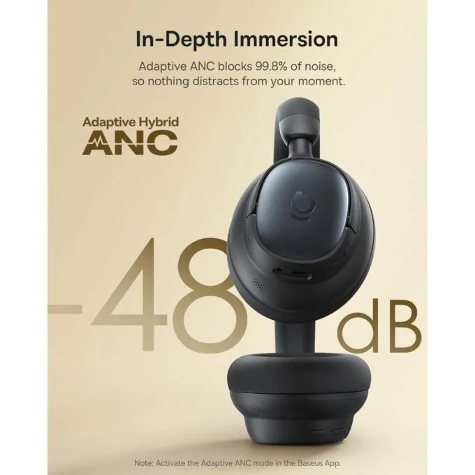 Baseus Headphones Over Ear ANC, LDAC, Spatial Acoustics, 80-Hour Battery, MH1 Black — image 2