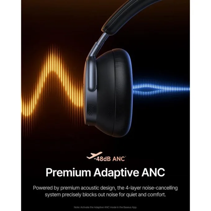 Baseus Headphones Over Ear, ANC, Dolby Audio, Hi-Res Audio, 100H Playtime, Inspire XH1 By BOSE Black — image 4