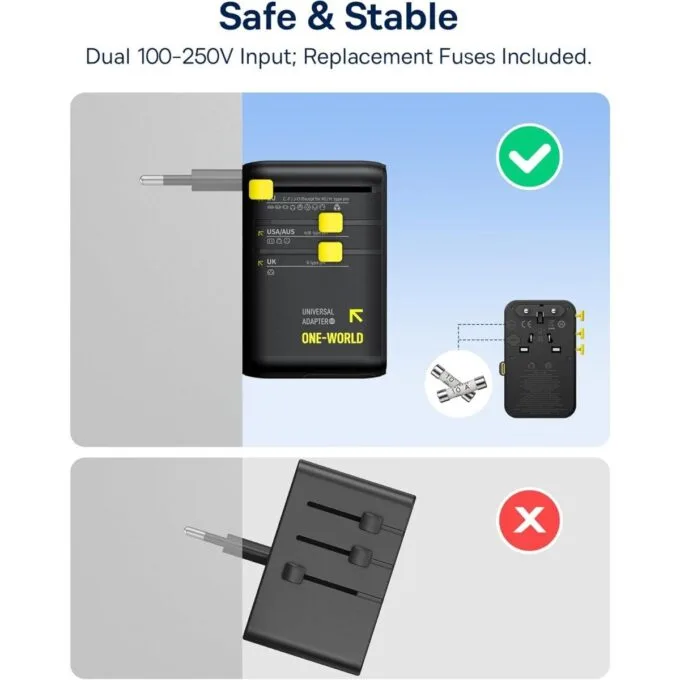 Baseus Charger Wall 70W EnerCore CG11 Universal Travel Adapter with Retractable Cable s Black — image 3