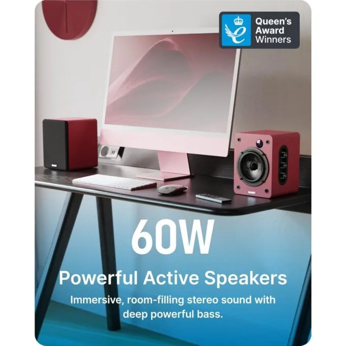 Majority Speakers Active D50X 60W 2.0 BT/USB/Optical/HDMI ARC Maroon (pair) — image 2