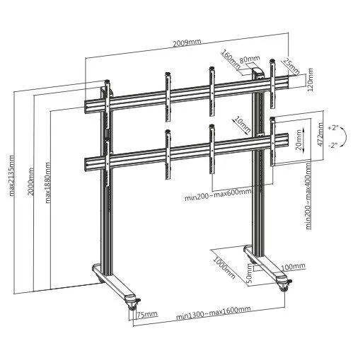 Brateck Video Wall Trolley 4x4 60x40 50kg/Screen LVS02-446FW — image 6