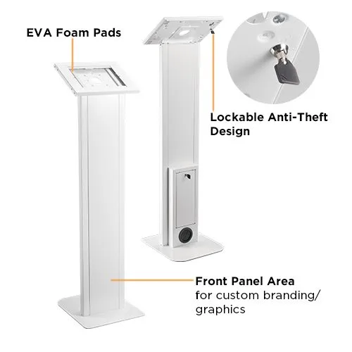 Brateck Tablet FloorStand AntiTheft 10-11'' with Custom Branding PAD32-01 White — image 3