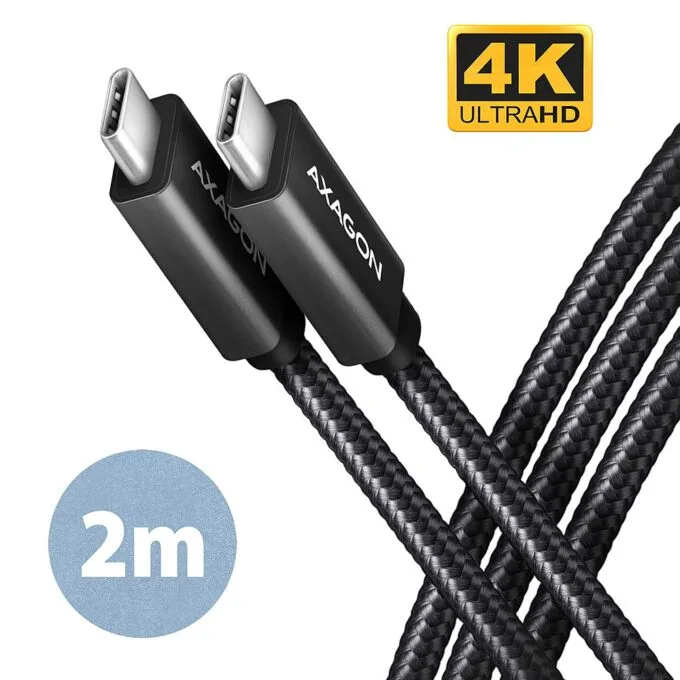 USB-C cable - USB-C 3.2 Gen 2 BUCM32-CM20AB, 2m, PD 100W, 5A, 4K HD, ALU, braid, black — image 1