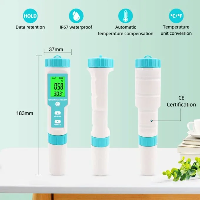 Noyafa Water Quality Tester with 7-in-1 Measurement (pH, TDS, EC, Salinity, S.G., ORP, Temperature), High-Precision Probe, IP67 NF-C600 — image 6