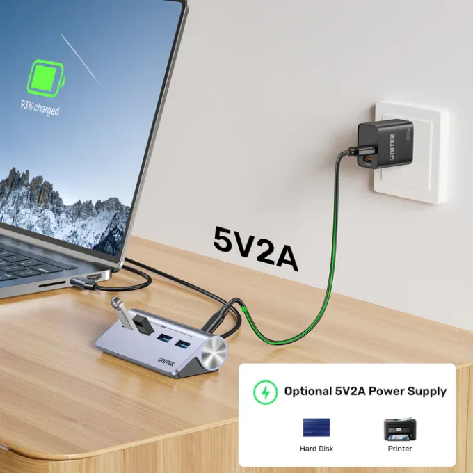 Unitek USB-C Hub 4xUSB-A 5Gbps & USB-C Power Port & 80cm Cable H1337B — image 6