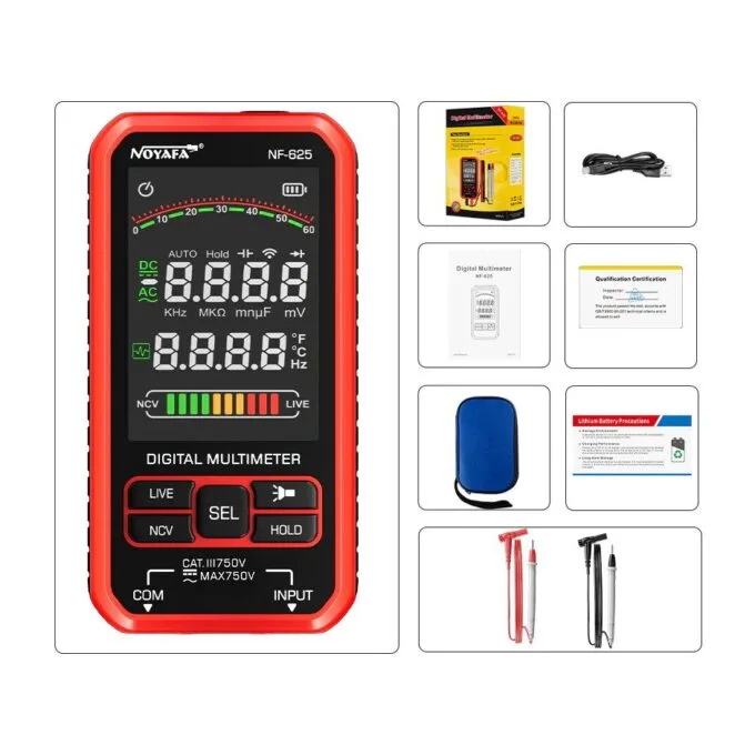 Noyafa Digital Multimeter for Resistance, Capacitance, Temperature, Frequency & AC/DC Voltage NF-625 — image 6