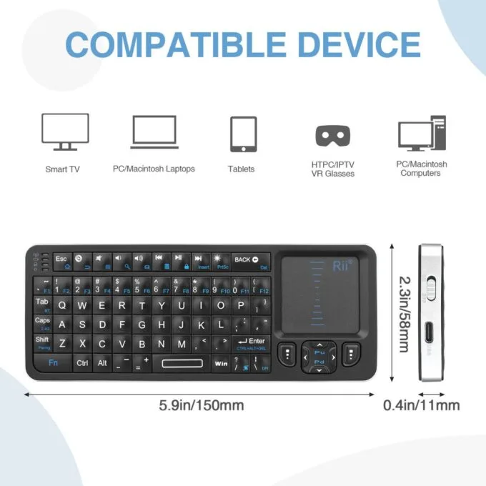 Rii Mini Keyboard Wireless 2.4GHz & Bluetooth with Touchpad K06 — image 5