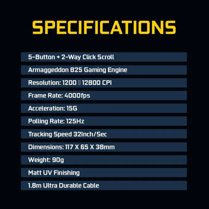 Armaggeddon Gaming Mouse Wired 12800CPI Silent RAVEN III SIGMA STEALTH Black — image 5
