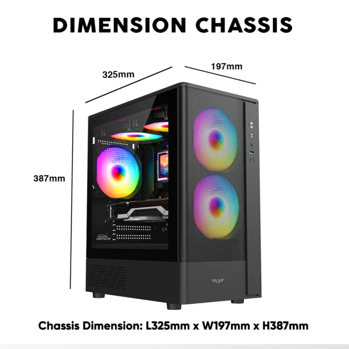 Armaggeddon Gaming Case M-ATX AQUARON NEMO 3 Black (5x RGB Fans & 250W 80+ PSU) — image 6