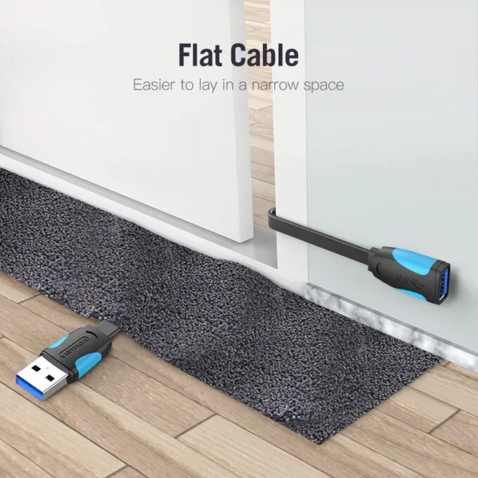 Vention IT Cable USB-A 3.0 M-F Extension Flat 1.5m Black VAS-A13-B150 — image 6