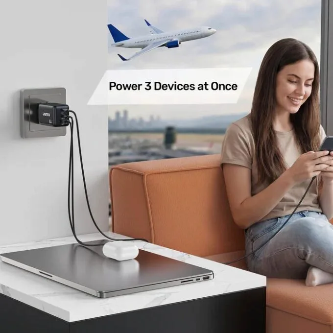 Unitek Charge Wall GaN 65W USBCx2 USBAx1 UK P1130 Black — image 5