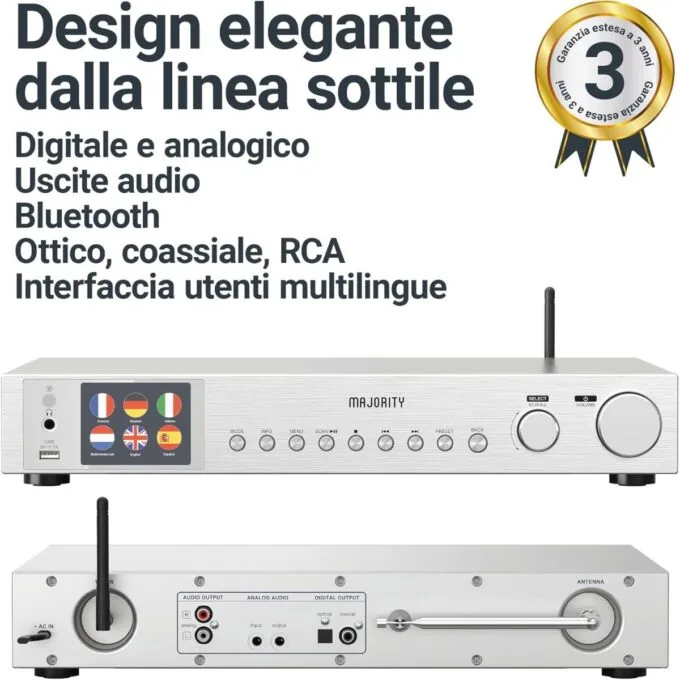 Majority FITZWILLIAM 2 Radio WiFi/BT/USB/FM/LineOut/Display Silver — image 2