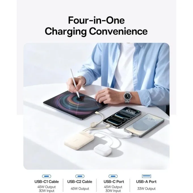 Baseus Powerbank 45W 10000mAh + Display EnerFill FC11 Beige — image 8