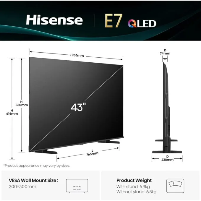 Hisense 43E7Q 43'' 4K Smart QLED TV With Dolby Vision And Dolby Atmos — image 9