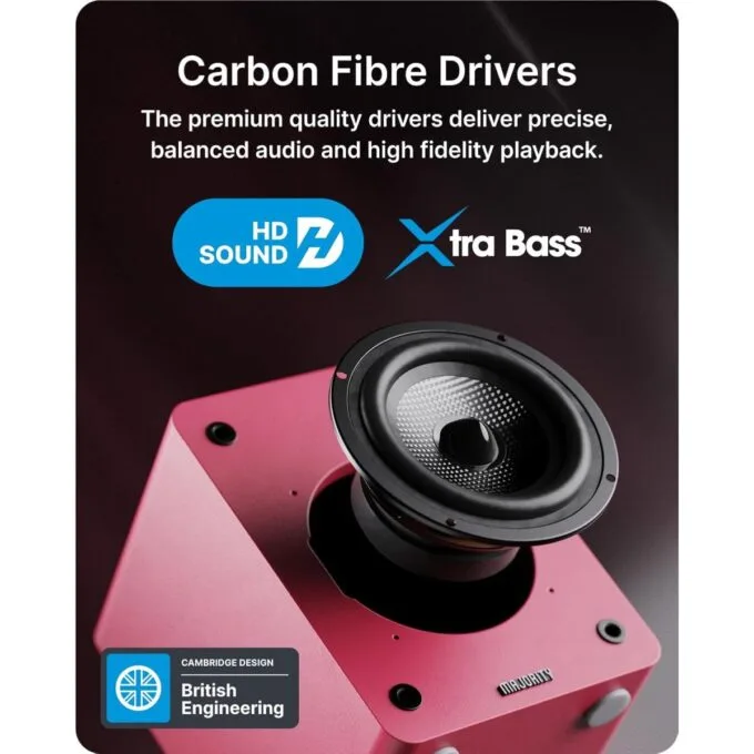 Majority Speakers Active D50X 60W 2.0 BT/USB/Optical/HDMI ARC Maroon (pair) — image 4