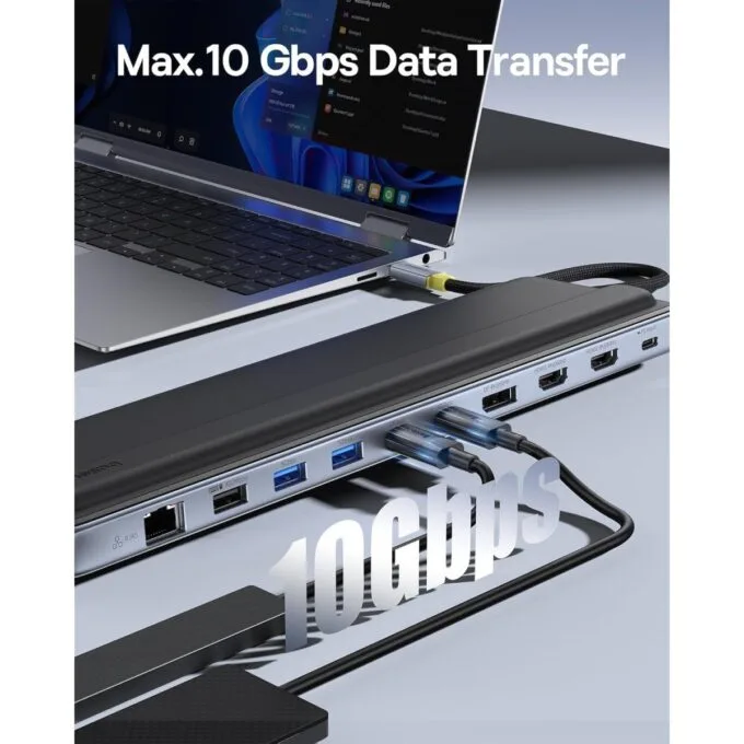 Baseus 12-in-1 Laptop Docking Station 2 x 4K HDMI & 1 x 4K DP - 2x USBC & 3x USB-A - SD Gb Lan PD100W — image 4