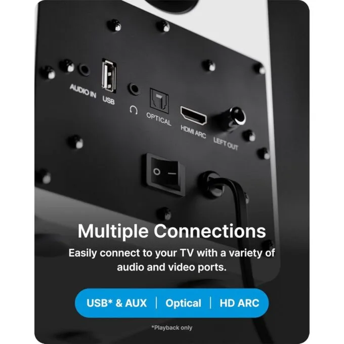 Majority Speakers Active D50X 60W 2.0 BT/USB/Optical/HDMI ARC White (pair) — image 4