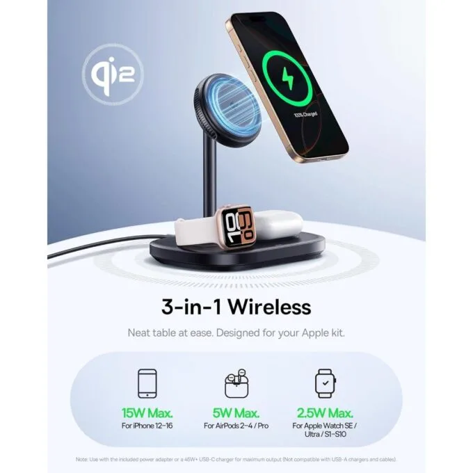 Baseus Charger Desktop Wireless 3in1 EnerFill FS41 TEC Cooling (45W Adapter EU + 1m C to C Data Cable Black Included) — image 3