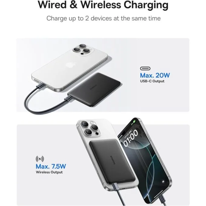 Baseus Powerbank Wireless 20W 5000mAh Magnetic PicoGo AM41 Ultra Black — image 3
