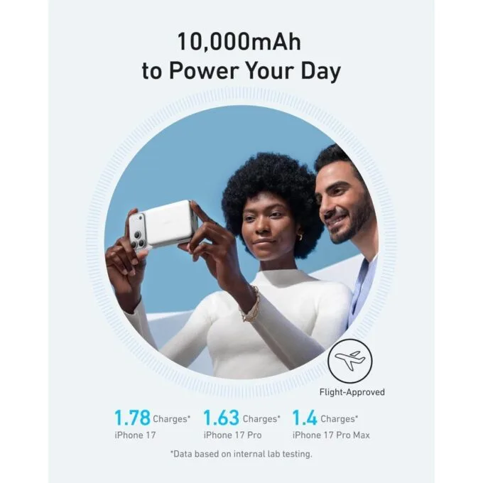 Anker Mobile Powerbank Wireless 10000 15W Ultra Slim Qi2 MagGo White — image 6