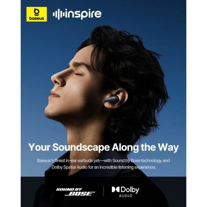 Baseus Headphones In Ear TWS, ANC, Dolby Audio, 45H Playtime, Inspire XP1 By BOSE Black — image 5
