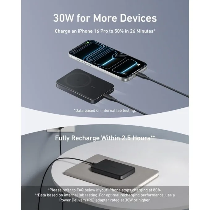 Anker Mobile Powerbank Wireless 10000 15W Ultra Slim Qi2 MagGo Black — image 5