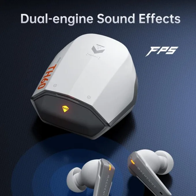 Machenike TWS Earphones TH60 , Ultra-Low Latency, Active Noise Cancelling Mic, 36-Hour Battery Life, IPX5 , VR, Switch, Pc, Phone, White — image 3