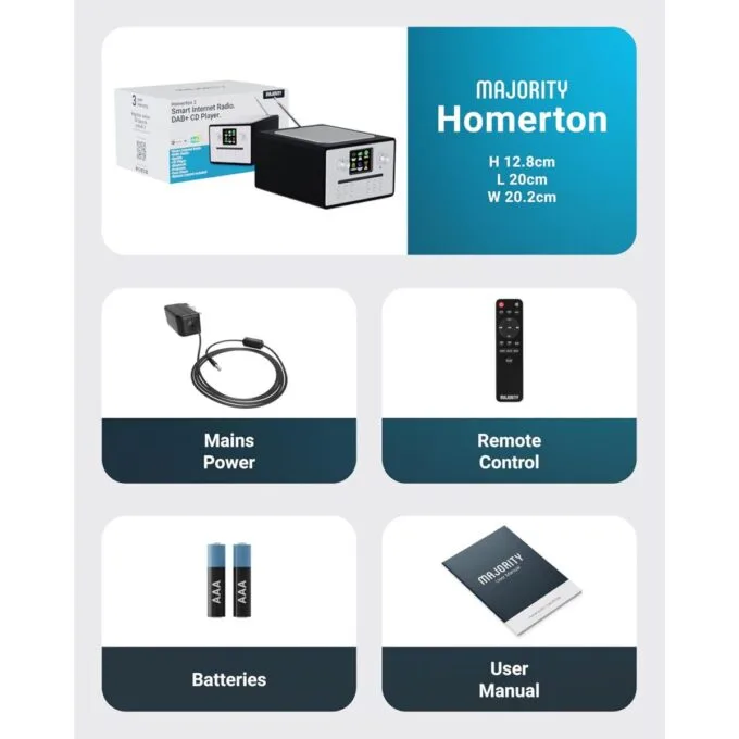 Majority Radio HOMERTON 2 FM,CD Player,BT,Spotify,USB Black — image 7