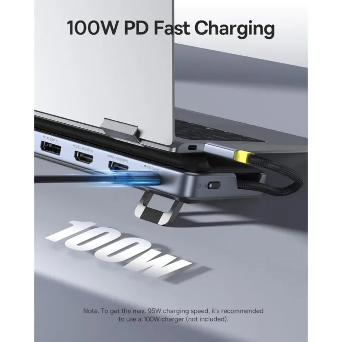 Baseus 12-in-1 Laptop Docking Station 2 x 4K HDMI & 1 x 4K DP - 2x USBC & 3x USB-A - SD Gb Lan PD100W — image 3