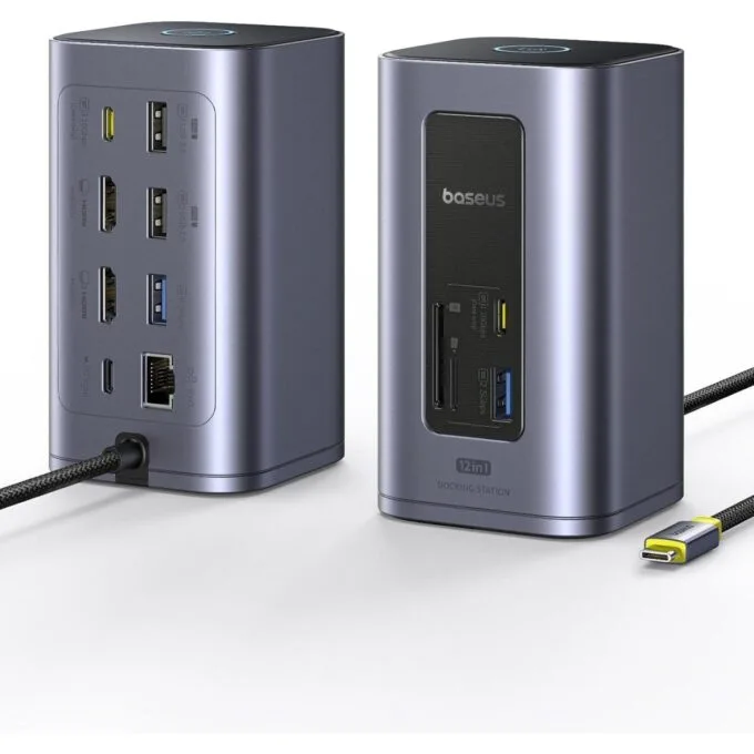 Baseus 12-in-1 USB Hub 2xUSB-C & 4xUSB-A 2 x 4K HDMI Gb Lan SD PD100W — image 1