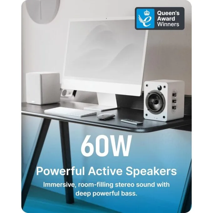 Majority Speakers Active D50X 60W 2.0 BT/USB/Optical/HDMI ARC White (pair) — image 5