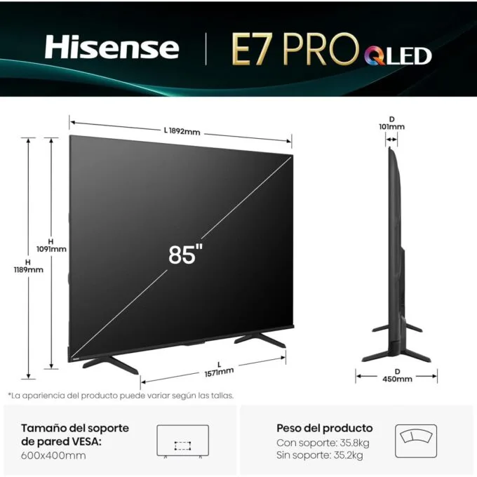 Hisense 85E7Q PRO 85'' 4K Smart QLED TV 144 HZ — image 11