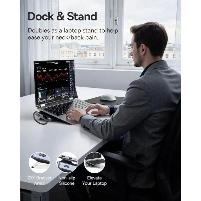 Baseus 12-in-1 Laptop Docking Station 2 x 4K HDMI & 1 x 4K DP - 2x USBC & 3x USB-A - SD Gb Lan PD100W — image 5