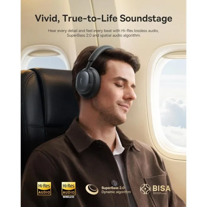 Baseus Headphones Over Ear ANC, LDAC, Spatial Acoustics, 80-Hour Battery, MH1 Black — image 4