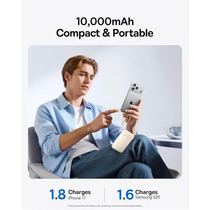 Baseus Powerbank 45W 10000mAh + Display EnerFill FC11 Beige — image 6