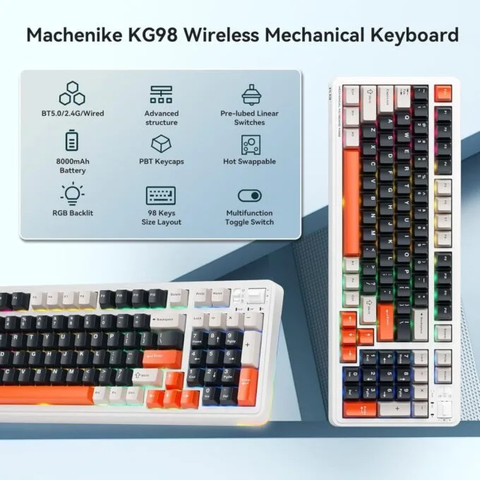 Machenike Wireless Gaming Keyboard KG98 KAILH Linear Switches — image 3