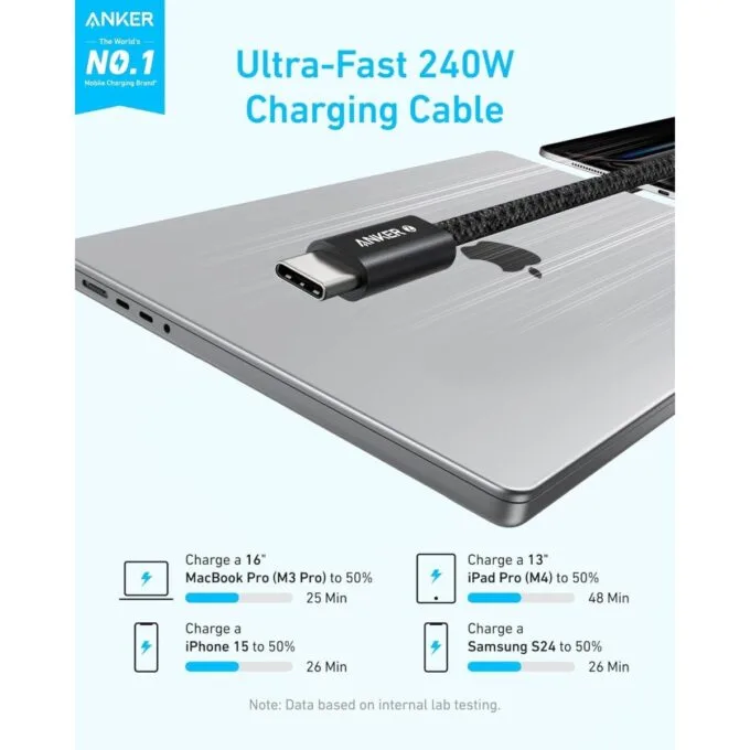 Anker Mobile Cable USB-C to USB-C 240W 1.0m Black — image 2