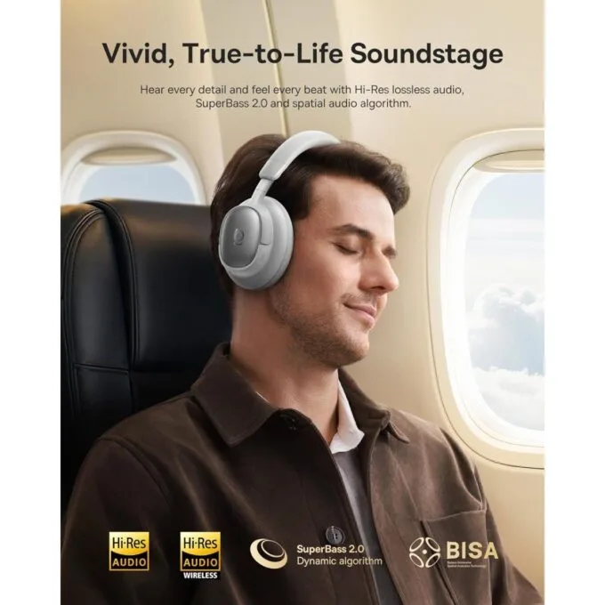 Baseus Headphones Over Ear ANC, LDAC, Spatial Acoustics, 80-Hour Battery, MH1 Frosted Gray — image 3