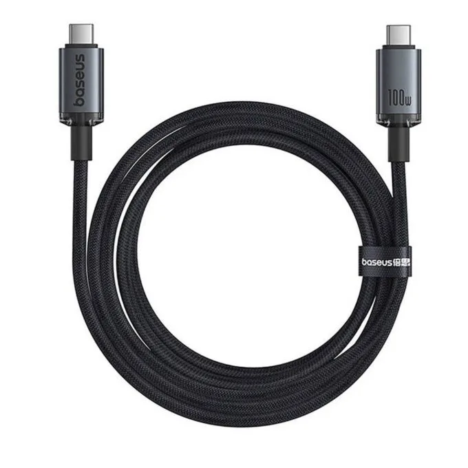 Baseus Crystal Shine USB 3.2 Full-Featured Fast-Charging Data Cable USB-C to USB-C 100W 1.5m 20Gb Cluster Black — image 1