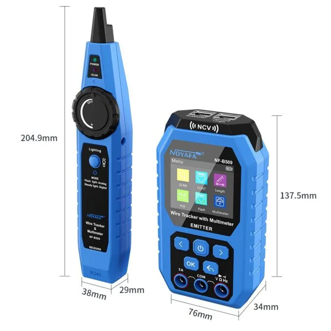 Noyafa Wire Tracker & Digital Multimeter with Cable Length Measurement, PoE Testing, NCV Detection, and LCD Display NF-B509 — image 7