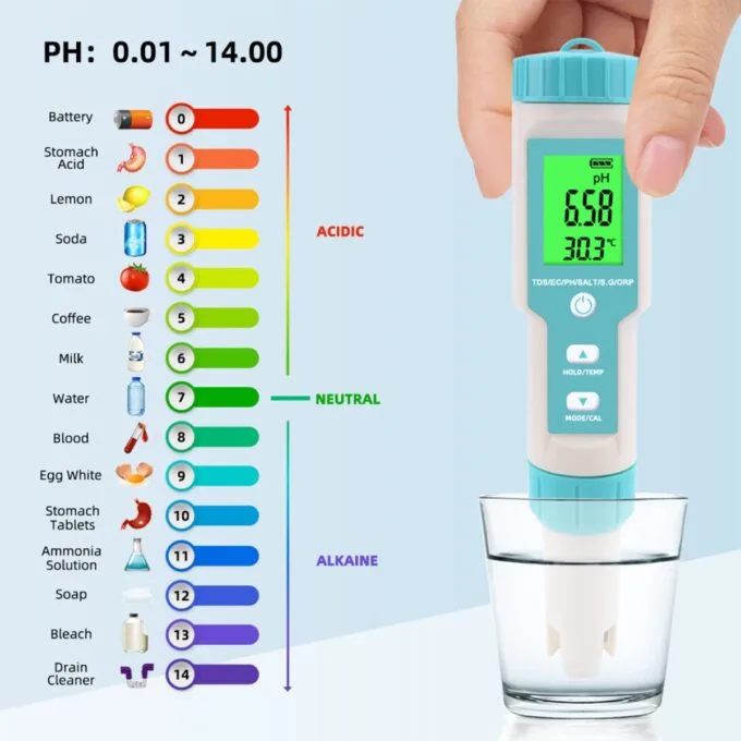 Noyafa Water Quality Tester with 7-in-1 Measurement (pH, TDS, EC, Salinity, S.G., ORP, Temperature), High-Precision Probe, IP67 NF-C600 — image 7