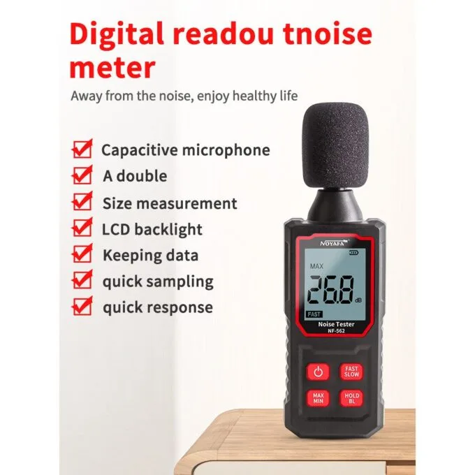 Noyafa Sound Level Meter with Accurate A-Weighted Measurement  & LCD Display NF-562 — image 7
