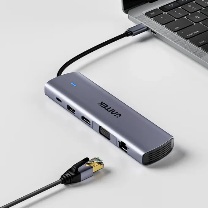 Unitek D1113B USB-C Hub USB3.0 HDMI/VGA, Gigabit Lan, SD Card, Audio & PD100W — image 7