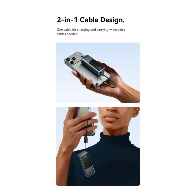 Vention Powerbank 10000mAh 22.5W Built-in USB-C Lanyard + Display FKOH0 — image 7