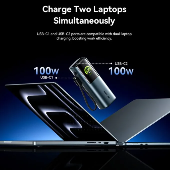 Vention Powerbank 27000mAh 200W 3xUSBC+USBA TFT Display +240W Cable FKGH0 — image 7