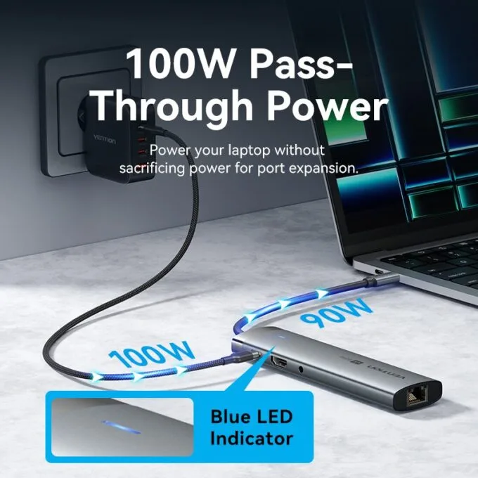 Vention HUB USB-C 1xUSB-C 3.2/USBA3.0/USBA2.0/HDMI 4K60Hz/RJ45/SD/3.5mm/PD TGVHB — image 8