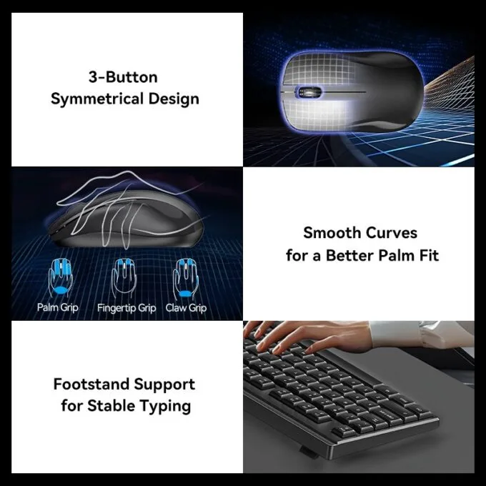 Vention Keyboard and Mouse Combo Wireless Silent Slim Full Size KTZB0-EN — image 11