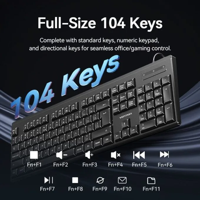 Vention Keyboard and Mouse Combo Wired Silent Slim Full Size KTYBG-EN — image 10